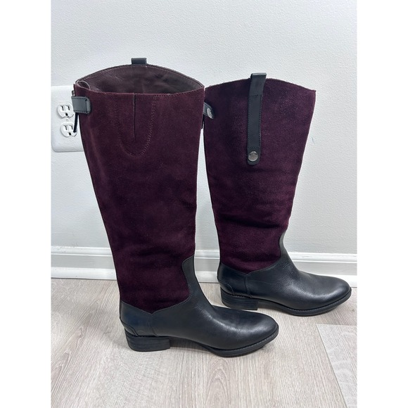 Sam Edelman Penny Riding Boots Leather Burgundy Suede Back Zip Womens 7.5M - Picture 6 of 8